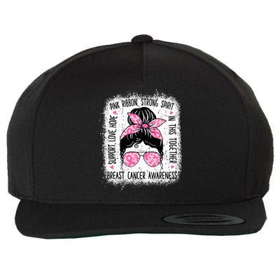 Support Fighter Survivor Warrior Breast Cancer Awareness Wool Snapback Cap