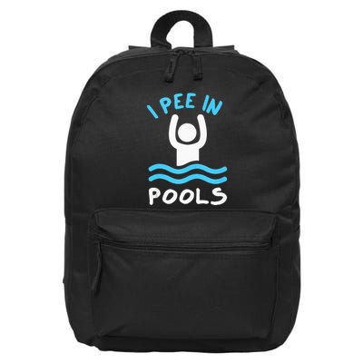 Swimmer Funny Swimming I Pee In Pools 16 in Basic Backpack