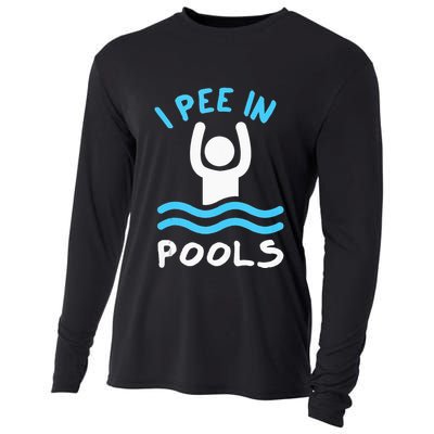 Swimmer Funny Swimming I Pee In Pools Cooling Performance Long Sleeve Crew