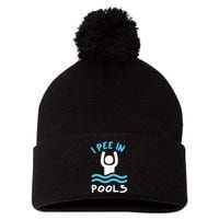Swimmer Funny Swimming I Pee In Pools Pom Pom 12in Knit Beanie