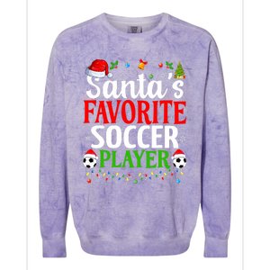 SantaS Favorite Soccer Player Xmas Funny Christmas Soccer Colorblast Crewneck Sweatshirt