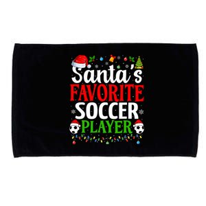 SantaS Favorite Soccer Player Xmas Funny Christmas Soccer Microfiber Hand Towel