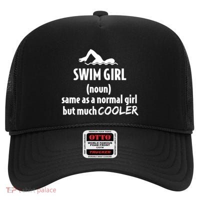 Swim Female Swimming Funny Gift High Crown Mesh Back Trucker Hat