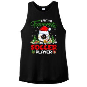 Santas Favorite Soccer Player Xmas Lights Christmas Pajama Cute Gift Ladies PosiCharge Tri-Blend Wicking Tank