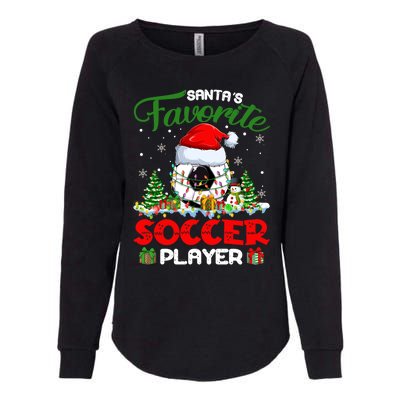 Santas Favorite Soccer Player Xmas Lights Christmas Pajama Cute Gift Womens California Wash Sweatshirt