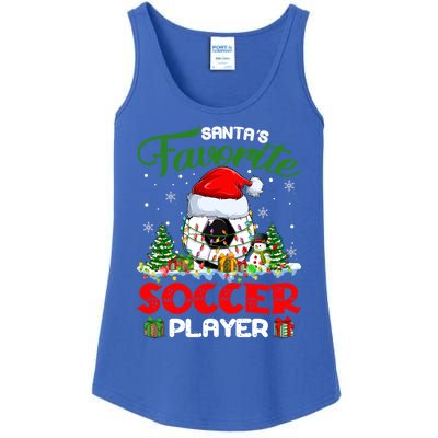 Santas Favorite Soccer Player Xmas Lights Christmas Pajama Cute Gift Ladies Essential Tank