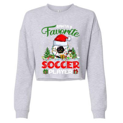 Santas Favorite Soccer Player Xmas Lights Christmas Pajama Cute Gift Cropped Pullover Crew