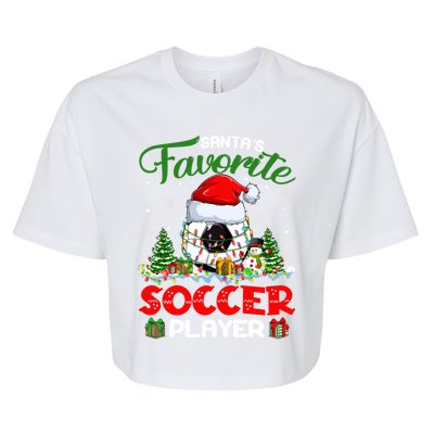 Santas Favorite Soccer Player Xmas Lights Christmas Pajama Cute Gift Bella+Canvas Jersey Crop Tee