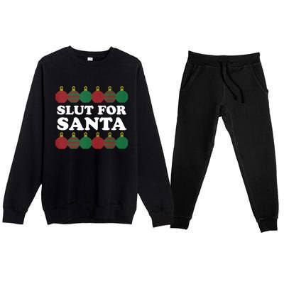 Slut For Santa Funny Christmas Premium Crewneck Sweatsuit Set