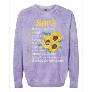 Sara Facts Sunflower Gift Sara First Name Gift Colorblast Crewneck Sweatshirt