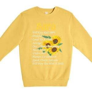 Sara Facts Sunflower Gift Sara First Name Gift Premium Crewneck Sweatshirt