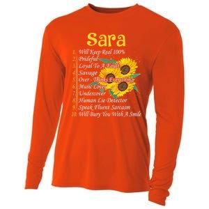 Sara Facts Sunflower Gift Sara First Name Gift Cooling Performance Long Sleeve Crew