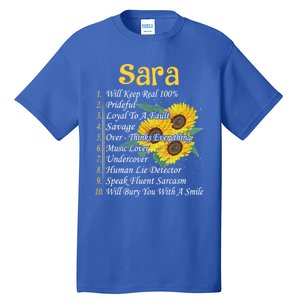 Sara Facts Sunflower Gift Sara First Name Gift Tall T-Shirt