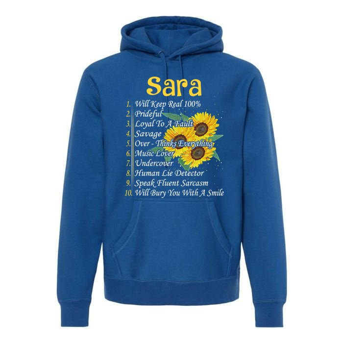 Sara Facts Sunflower Gift Sara First Name Gift Premium Hoodie