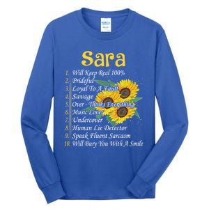 Sara Facts Sunflower Gift Sara First Name Gift Tall Long Sleeve T-Shirt