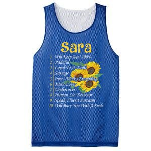 Sara Facts Sunflower Gift Sara First Name Gift Mesh Reversible Basketball Jersey Tank