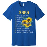 Sara Facts Sunflower Gift Sara First Name Gift Premium T-Shirt