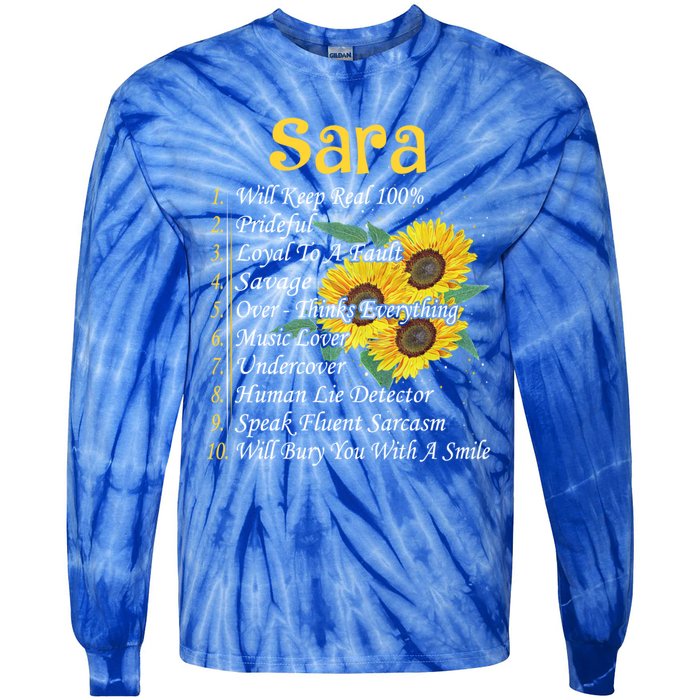 Sara Facts Sunflower Gift Sara First Name Gift Tie-Dye Long Sleeve Shirt