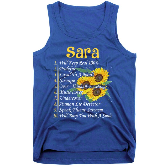 Sara Facts Sunflower Gift Sara First Name Gift Tank Top