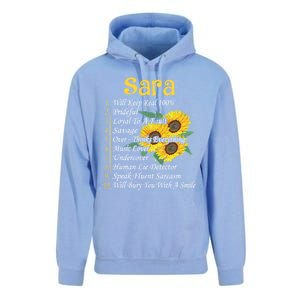 Sara Facts Sunflower Gift Sara First Name Gift Unisex Surf Hoodie