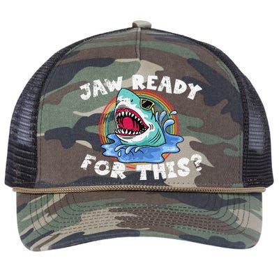 Shark Funny Shark Lover Gift Shark Retro Rope Trucker Hat Cap