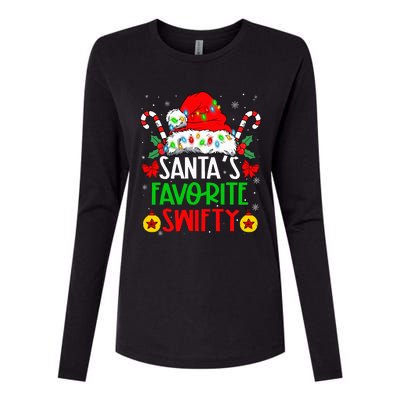 SantaS Favorite Swifty Merry Christmas Groovy Xmas Lights Womens Cotton Relaxed Long Sleeve T-Shirt