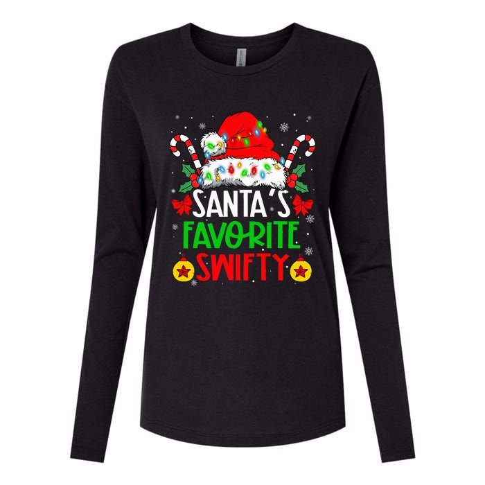 SantaS Favorite Swifty Merry Christmas Groovy Xmas Lights Womens Cotton Relaxed Long Sleeve T-Shirt