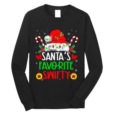 SantaS Favorite Swifty Merry Christmas Groovy Xmas Lights Long Sleeve Shirt