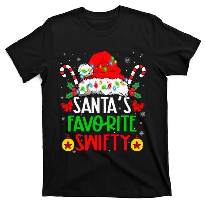 SantaS Favorite Swifty Merry Christmas Groovy Xmas Lights T-Shirt