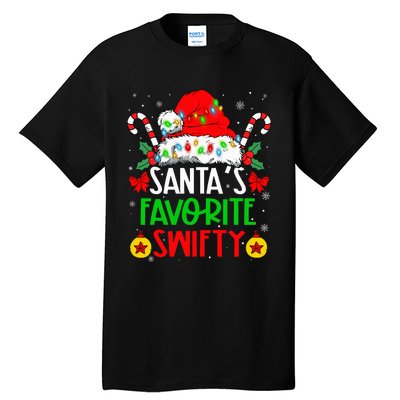 SantaS Favorite Swifty Merry Christmas Groovy Xmas Lights Tall T-Shirt