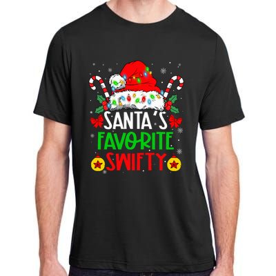 SantaS Favorite Swifty Merry Christmas Groovy Xmas Lights Adult ChromaSoft Performance T-Shirt