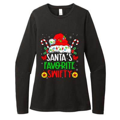 SantaS Favorite Swifty Merry Christmas Groovy Xmas Lights Womens CVC Long Sleeve Shirt