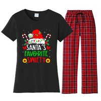 SantaS Favorite Swifty Merry Christmas Groovy Xmas Lights Women's Flannel Pajama Set