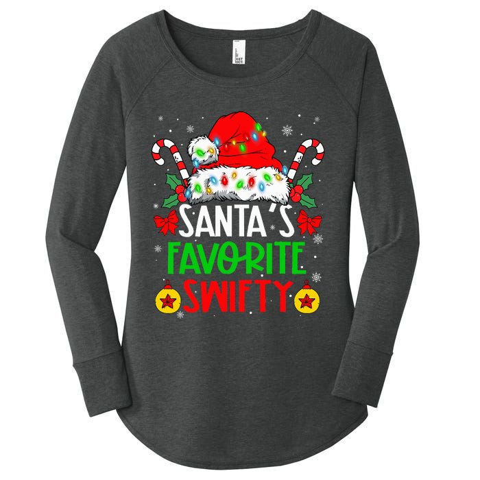 SantaS Favorite Swifty Merry Christmas Groovy Xmas Lights Women's Perfect Tri Tunic Long Sleeve Shirt