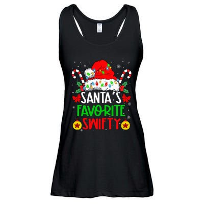 SantaS Favorite Swifty Merry Christmas Groovy Xmas Lights Ladies Essential Flowy Tank