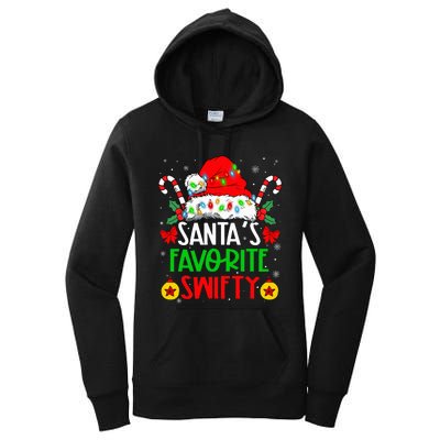 SantaS Favorite Swifty Merry Christmas Groovy Xmas Lights Women's Pullover Hoodie