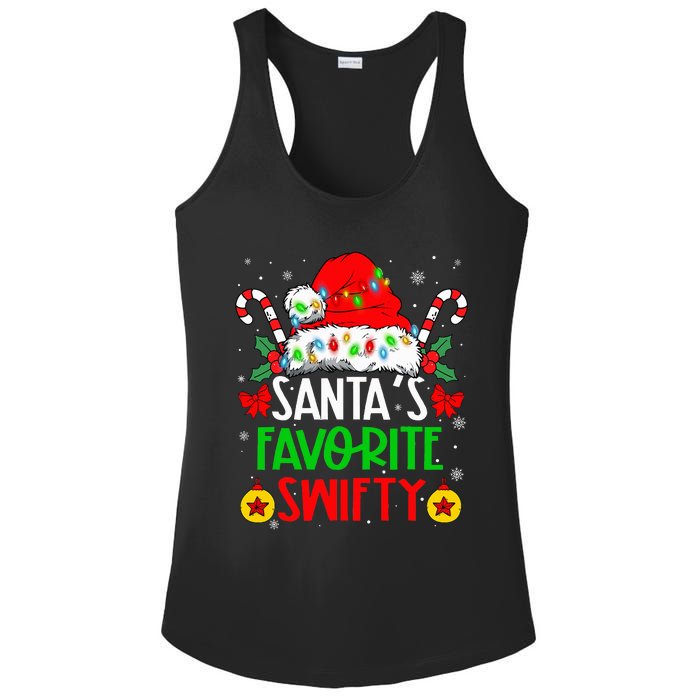 SantaS Favorite Swifty Merry Christmas Groovy Xmas Lights Ladies PosiCharge Competitor Racerback Tank