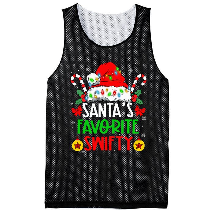 SantaS Favorite Swifty Merry Christmas Groovy Xmas Lights Mesh Reversible Basketball Jersey Tank