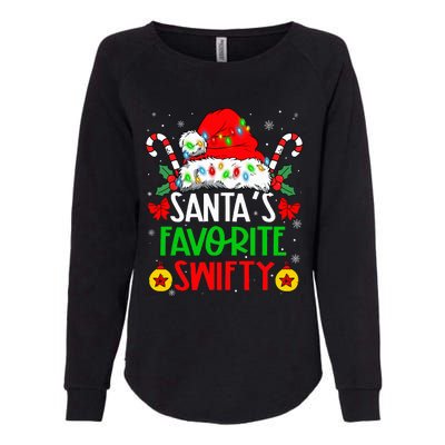 SantaS Favorite Swifty Merry Christmas Groovy Xmas Lights Womens California Wash Sweatshirt