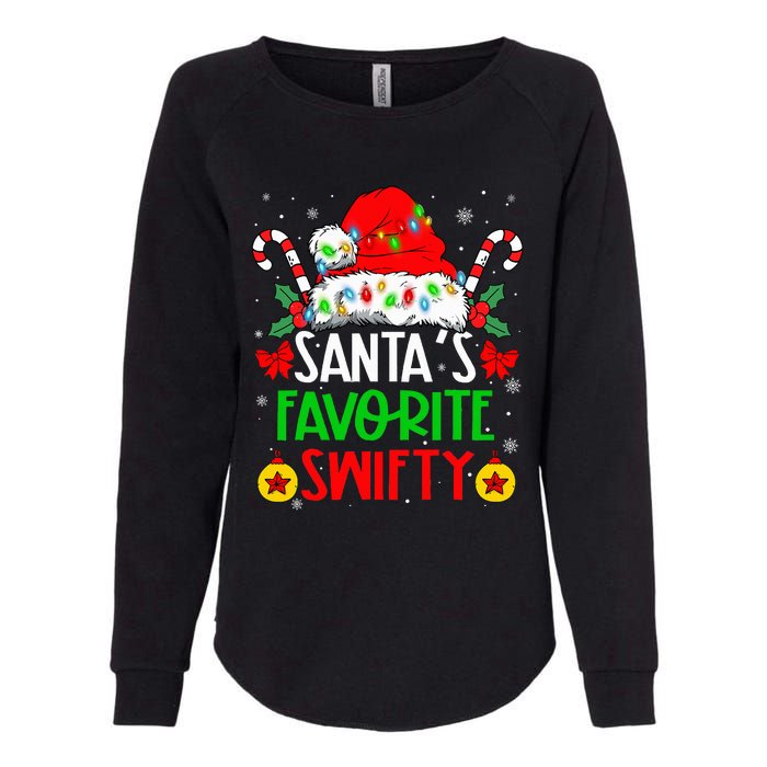 SantaS Favorite Swifty Merry Christmas Groovy Xmas Lights Womens California Wash Sweatshirt