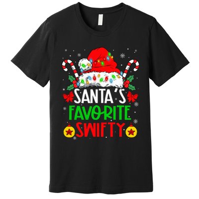 SantaS Favorite Swifty Merry Christmas Groovy Xmas Lights Premium T-Shirt