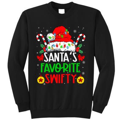 SantaS Favorite Swifty Merry Christmas Groovy Xmas Lights Tall Sweatshirt