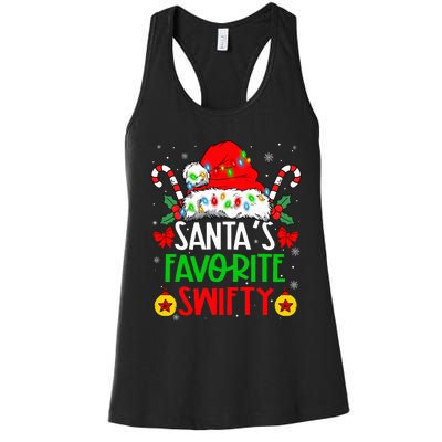 SantaS Favorite Swifty Merry Christmas Groovy Xmas Lights Women's Racerback Tank