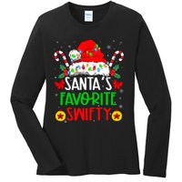 SantaS Favorite Swifty Merry Christmas Groovy Xmas Lights Ladies Long Sleeve Shirt