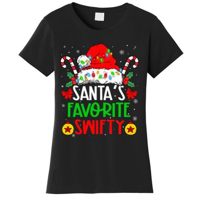 SantaS Favorite Swifty Merry Christmas Groovy Xmas Lights Women's T-Shirt