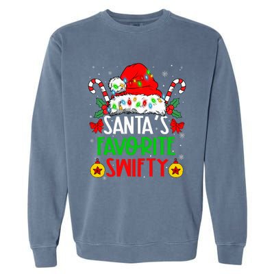 SantaS Favorite Swifty Merry Christmas Groovy Xmas Lights Garment-Dyed Sweatshirt