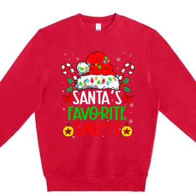 SantaS Favorite Swifty Merry Christmas Groovy Xmas Lights Premium Crewneck Sweatshirt