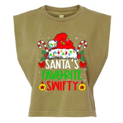 SantaS Favorite Swifty Merry Christmas Groovy Xmas Lights Garment-Dyed Women's Muscle Tee