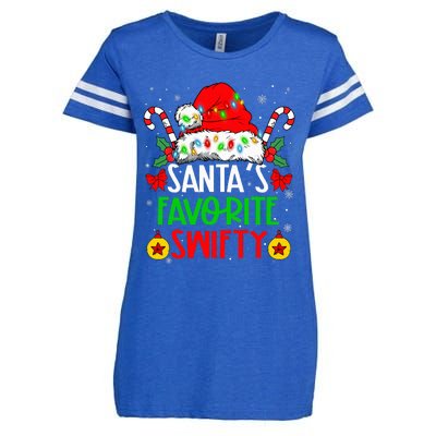 SantaS Favorite Swifty Merry Christmas Groovy Xmas Lights Enza Ladies Jersey Football T-Shirt