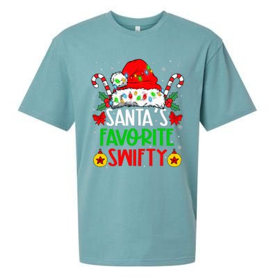 SantaS Favorite Swifty Merry Christmas Groovy Xmas Lights Sueded Cloud Jersey T-Shirt